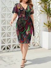 Elegant Surplice Short Sleeve Dress.