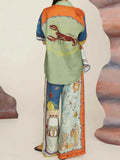 Printed Button Up Shirt and Pants Set.