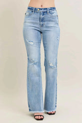 Judy Blue Plus Size High-Waist Flare Jeans with Shield Pockets.
