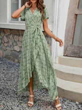 Printed Surplice Maxi Dress with Flutter Sleeves.
