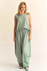 Davi & Dani Drawstring Hem Tank and Pants Set - EBYNN