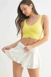 MONO B Ruched Front Active Tank Top.