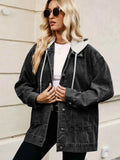Oversized Button Up Denim Jacket with Hood.