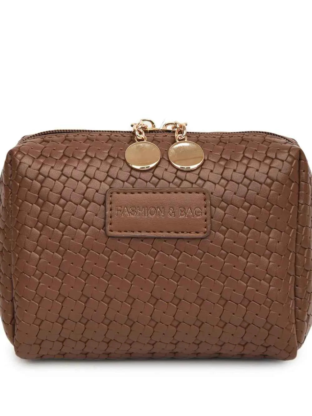 PU Leather Woven Clutch Bag.