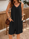Casual V-Neck Sleeveless Romper with Pockets.