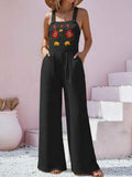Floral Embroidered Wide Leg Jumpsuit.