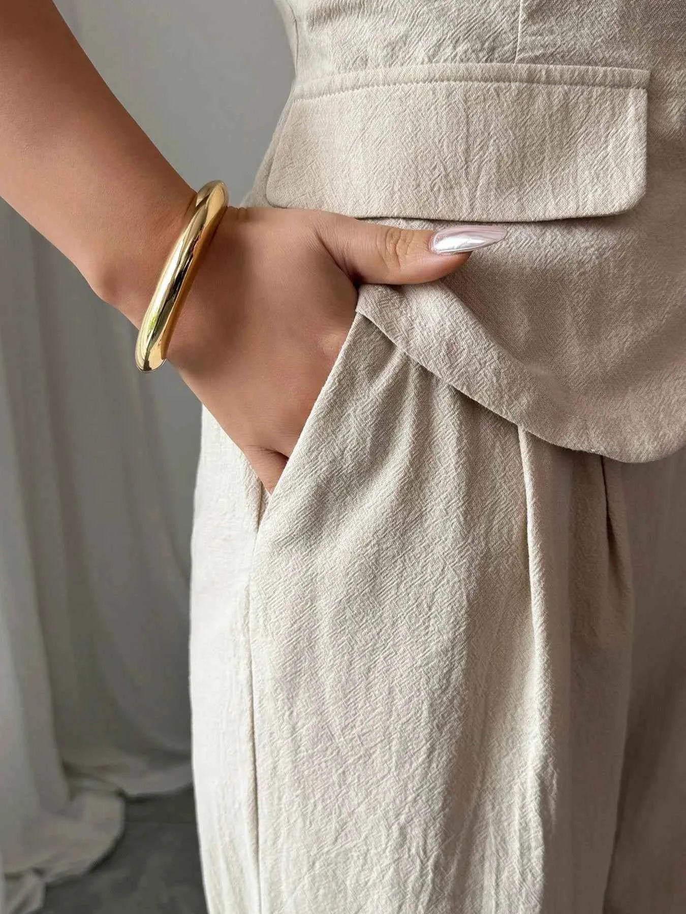 Button Down Tube Top and Pants Set.