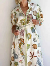 Printed Short Sleeve Shirt Dress.