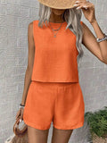 Round Neck Sleeveless Top and Shorts Set - EBYNN