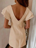 Ruffled Layered Backless Mini Dress.