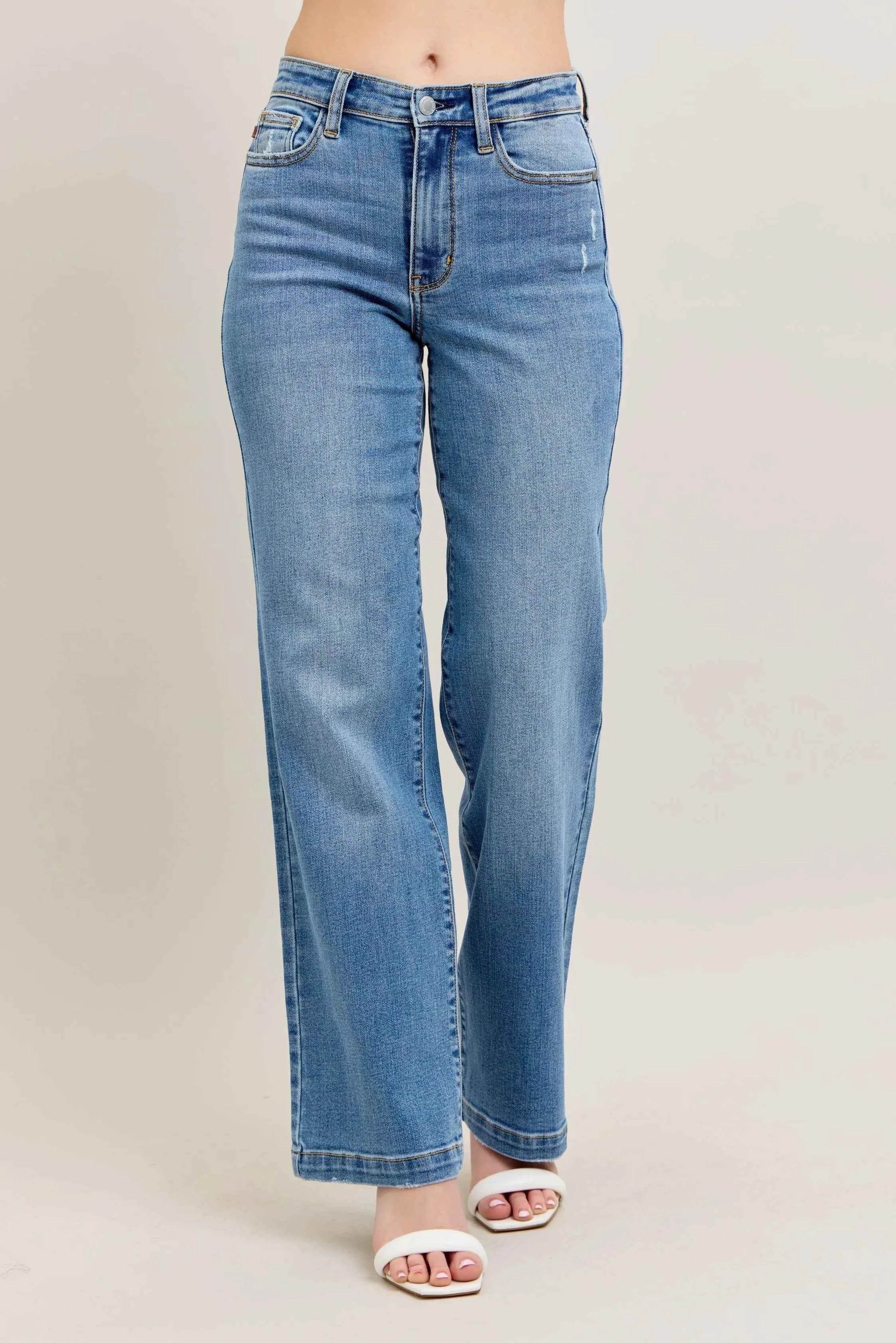 Judy Blue Plus Size High Waist Straight Leg Jeans.