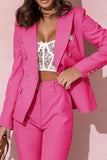 Plus Size Full Size Lapel Collar Blazer and Pants Set - EBYNN