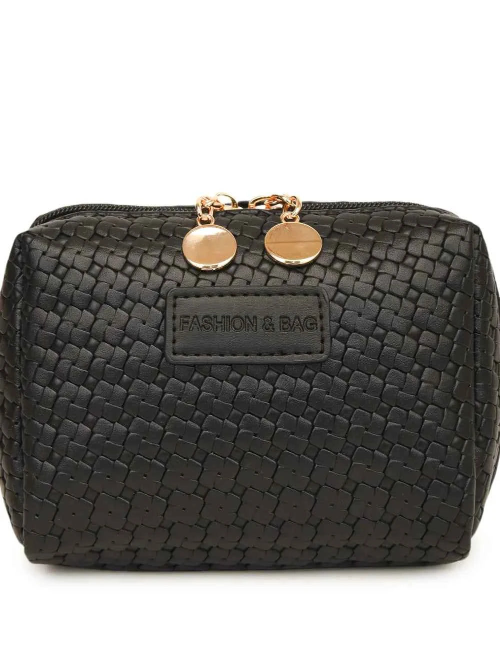 PU Leather Woven Clutch Bag.