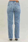 Judy Blue Frayed Hem Dad Jeans with Cell Phone Pocket.