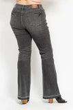 Judy Blue Plus Size Mid Rise Tummy Control Flare Jeans - Gray.