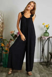 ADORA Plus Size Elastic Ruffle Shoulder Jumpsuit.