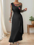 Floral Mesh Sleeve Ruched Maxi Dress.