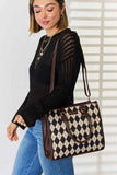 David Jones Argyle Pattern PU Leather Handbag.