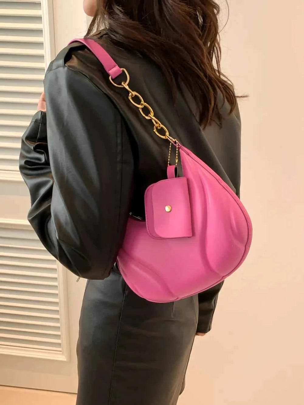 PU Leather Medium Shoulder Bag with EarPods Compartment.