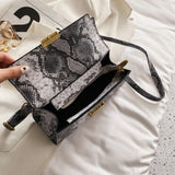 PU Leather Snakeskin Print Crossbody Bag.