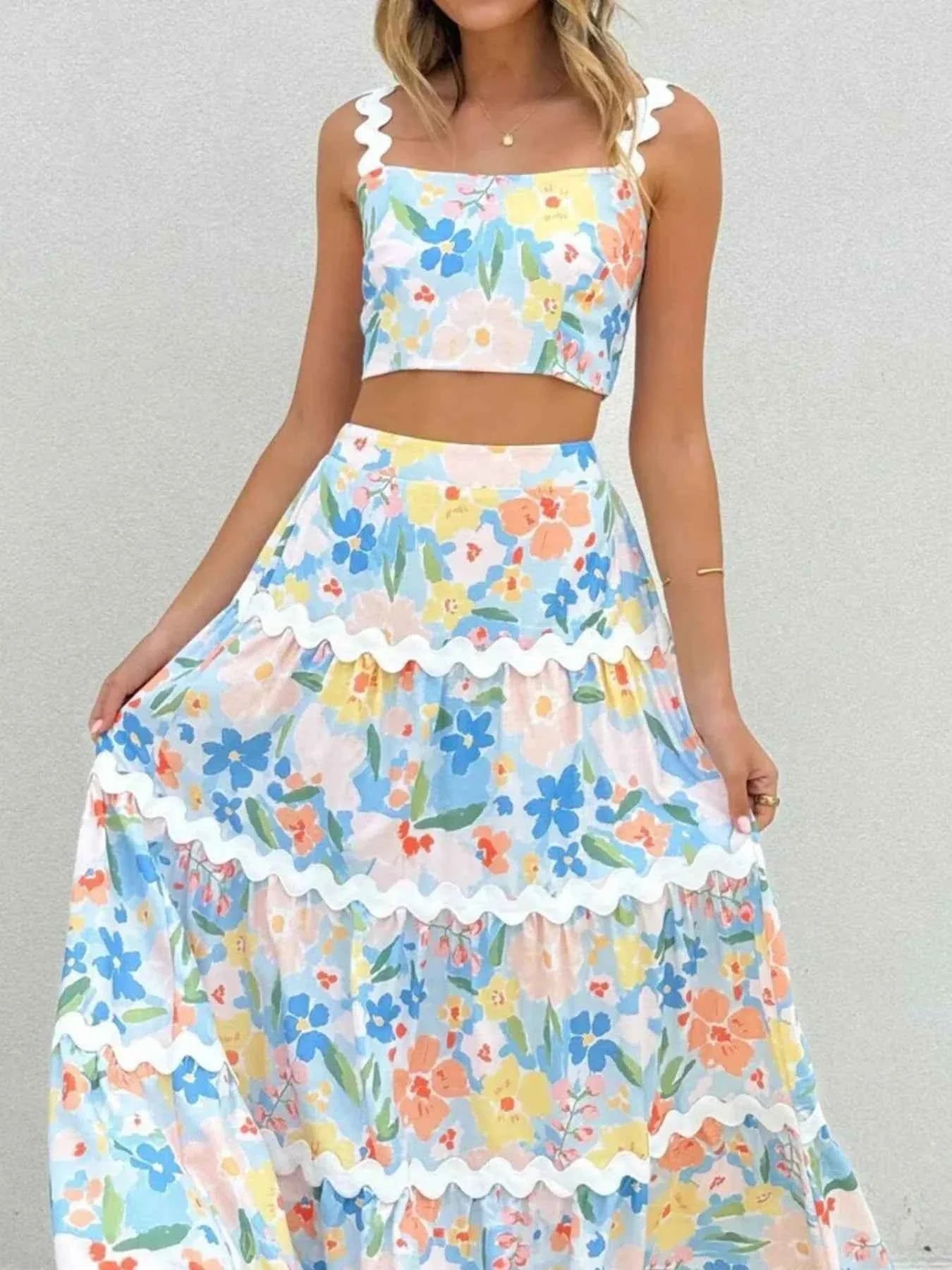 Printed Cami and Maxi Skirt Set.