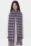 Fringe Plaid Polyester Scarf.