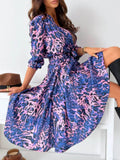 Printed Tie Waist Midi Dress.