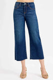 RISEN Full Size Tummy Control High Rise Crop Wide Jeans.