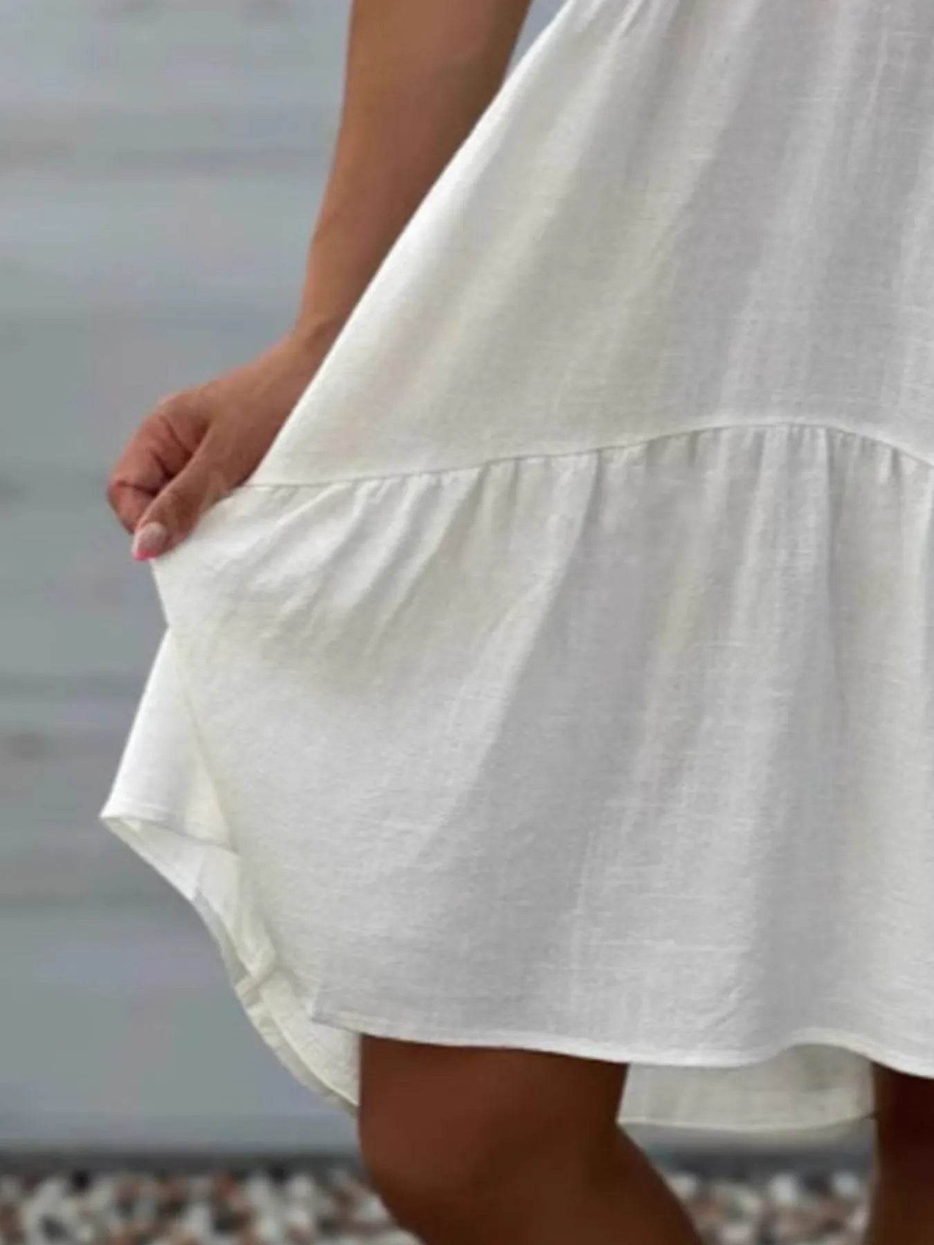 Plus Size Tiered Button-Front Short Sleeve Dress.