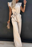Round Neck Cap Sleeve Jumpsuit.