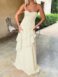 Sweetheart Neck Ruffled Maxi Cami Dress.