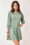 Davi & Dani Sage Green Draped Sleeve Skort Romper.