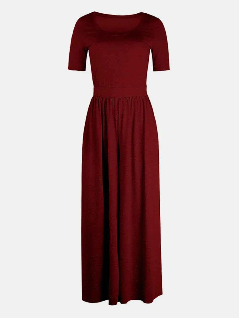 Scoop Neck Short Sleeve Jumpsuit.