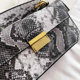 PU Leather Snakeskin Print Crossbody Bag.