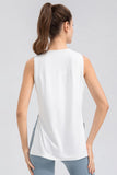 Slit Round Neck Tank Top.
