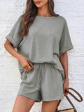 Round Neck T-Shirt and Shorts Set for Comfortable Everyday Wear - EBYNN