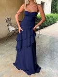 Sweetheart Neck Ruffled Maxi Cami Dress.