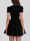 V-Neck Short Sleeve Mini Dress.