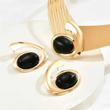 18K Gold-Plated Necklace and Earrings Jewelry Set.