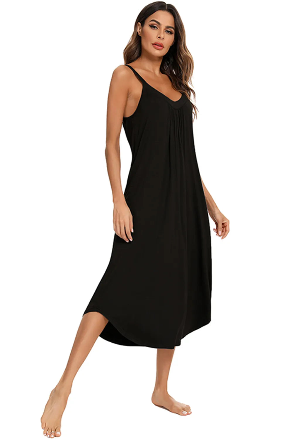V-Neck Midi Lounge Dress.
