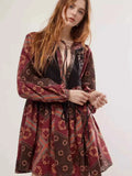 Printed Tie Neck Long Sleeve Dress.