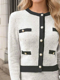 Contrast Trim Ribbed Sweater Set.