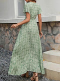 Printed Surplice Maxi Dress with Flutter Sleeves.