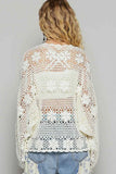 Bohemian Crochet Open-Front Cardigan.