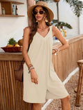 Casual V-Neck Sleeveless Romper with Pockets.