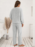 Ivy Lane Teddy Long Sleeve Top and Pants Lounge Set.