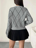 Diamond Pattern Bow Detail Sweater.