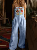 Floral Embroidered Wide Leg Jumpsuit.