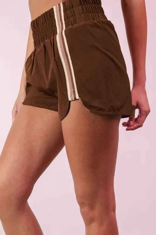 Striped Trim Detail Activewear Shorts.