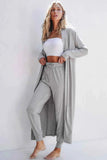Open Front Long Sleeve Cardigan & Pants Lounge Set.